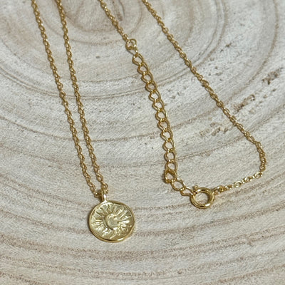 Boho Sun Moon Gold Plated Necklace