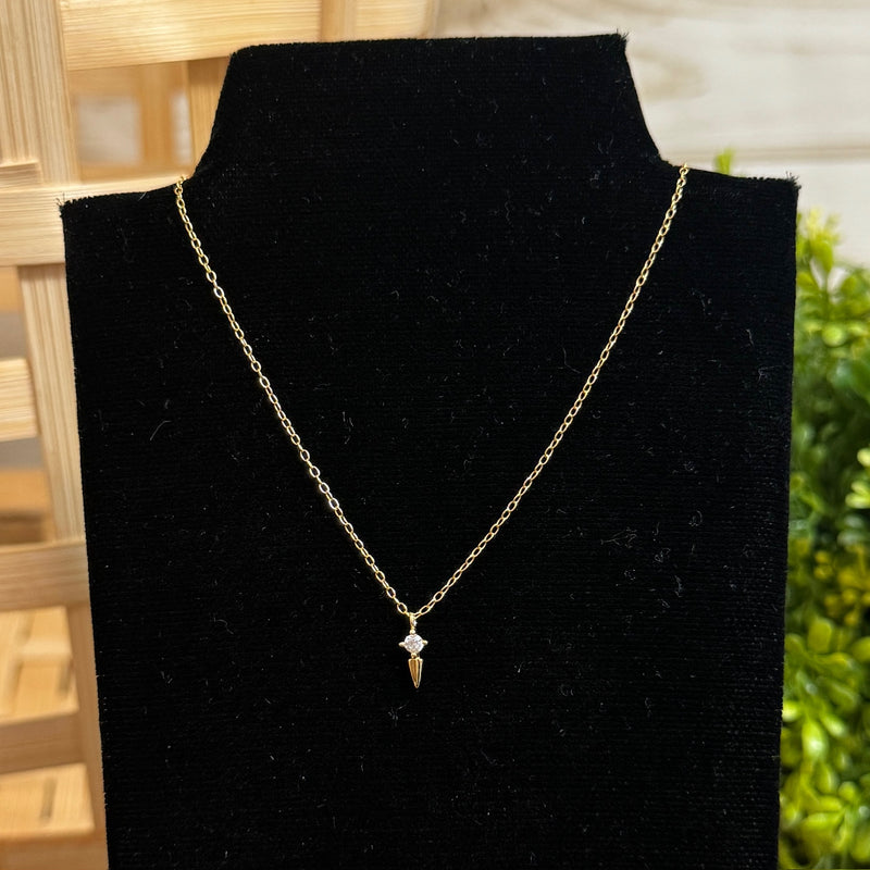 Round CZ Drop Gold Plated Necklace