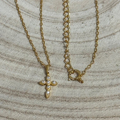 Gold Plated CZ Cross Necklace