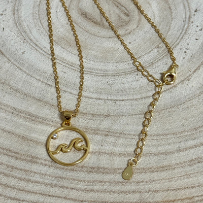 Gold Plated Waves In Circle Necklace