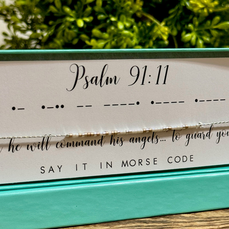 Psalm 91:11 Morse Code Necklace - Apothecary Gift Shop