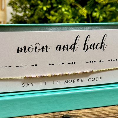 Moon and Back Morse Code Necklace