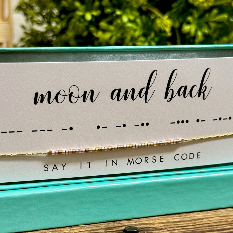 Moon and Back Morse Code Necklace