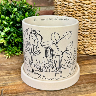 Plant Lady Pot with Tray