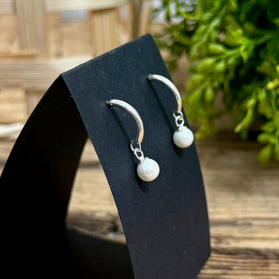Half Hoop with Dangle Pearl Earrings
