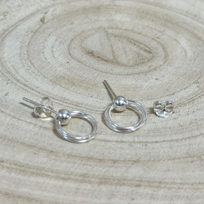 Three Band Ring Dangle Stud Earrings