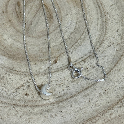 Small Moon Pendant Sterling Silver Necklace