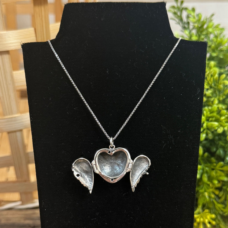 Angel Wings Heart Locket Necklace