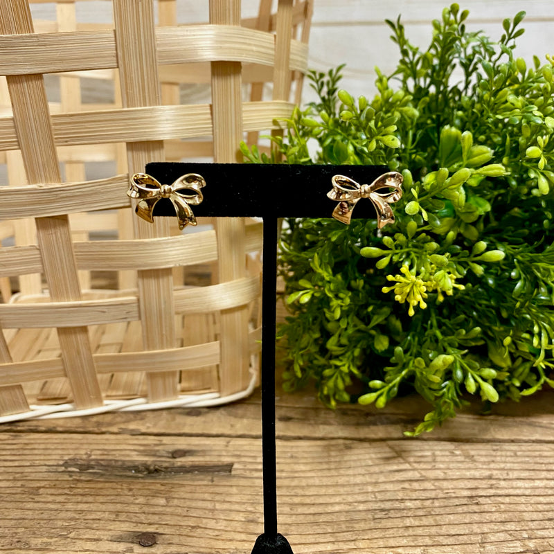 Gold Ribbon Post Earrings