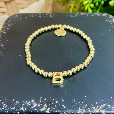 Gold Beaded Initial Bracelets