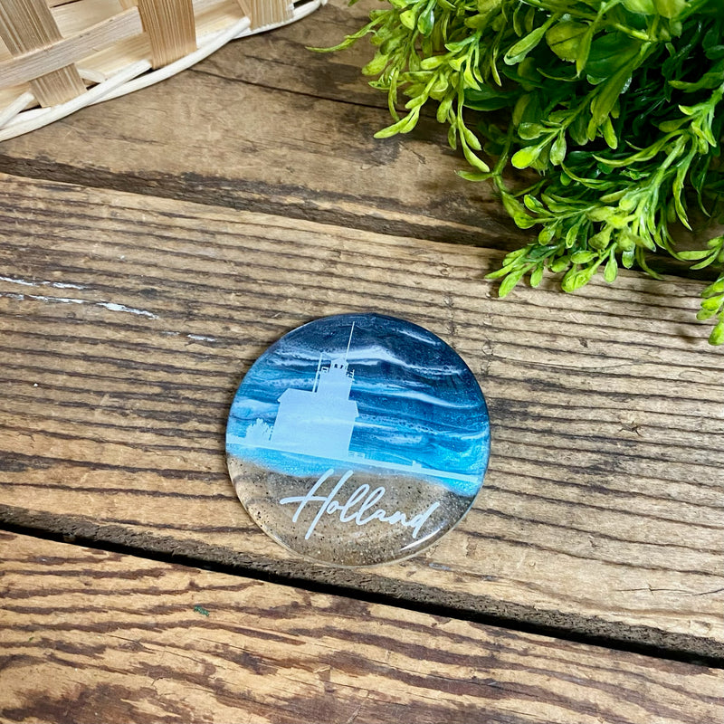 Big Red Lighthouse Michigan Sand Magnet