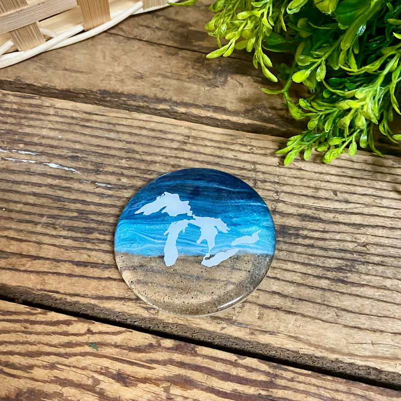 Great Lakes Sand And Waves Round Magnets