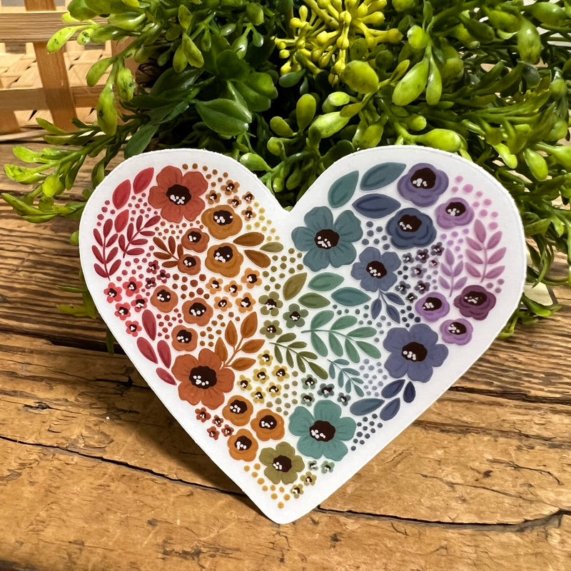 Rainbow Floral Heart Sticker