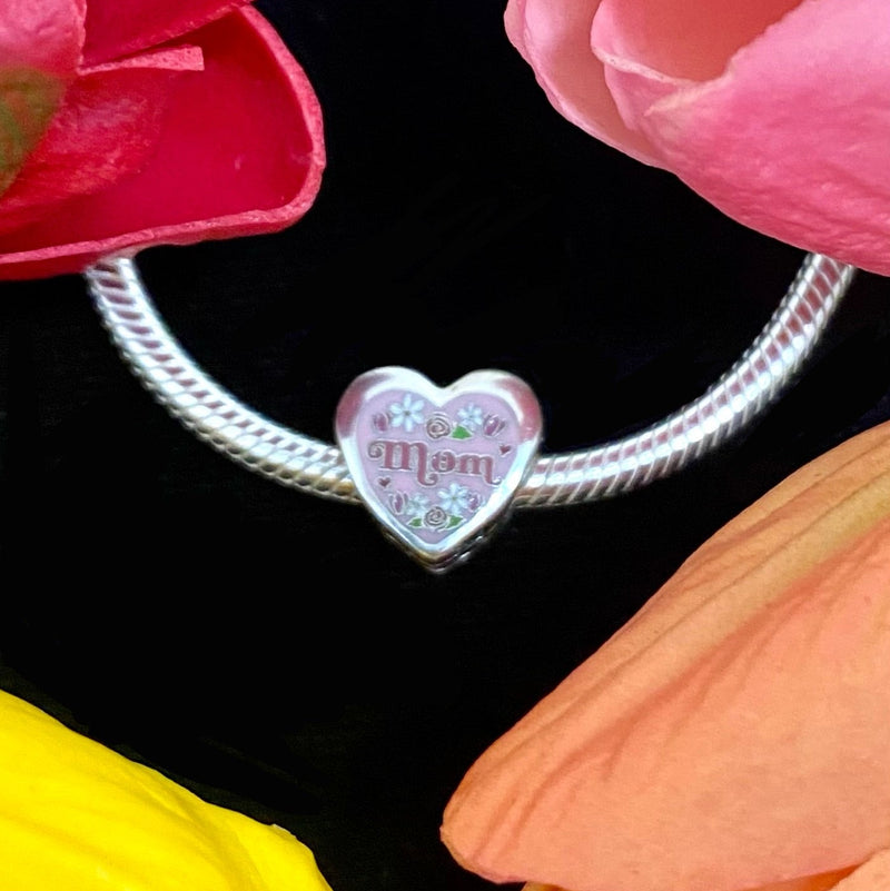 Heart Mom Flower Pandora Charm