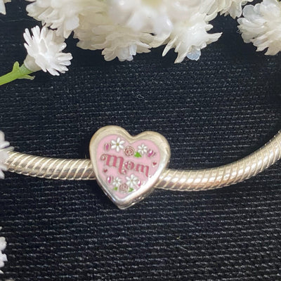 Heart Mom Flower Pandora Charm