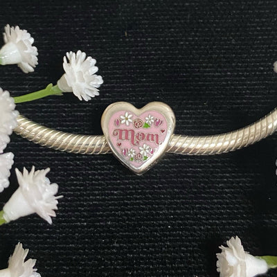 Heart Mom Flower Pandora Charm
