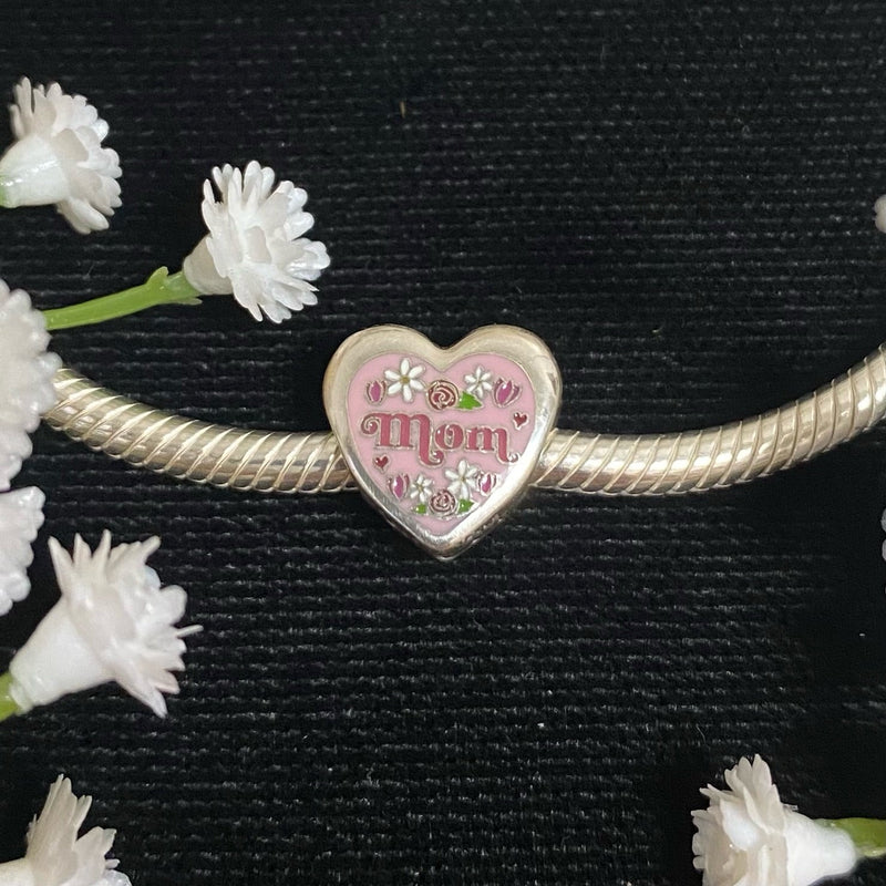 Heart Mom Flower Pandora Charm