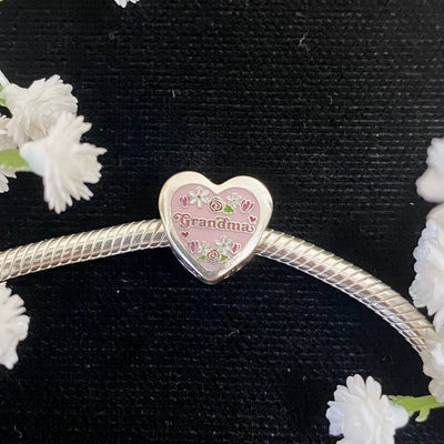 Heart Grandma Flower Pandora Charm