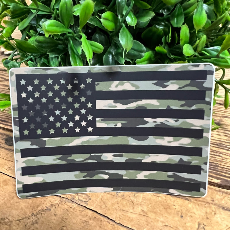 Camo USA Flag Sticker