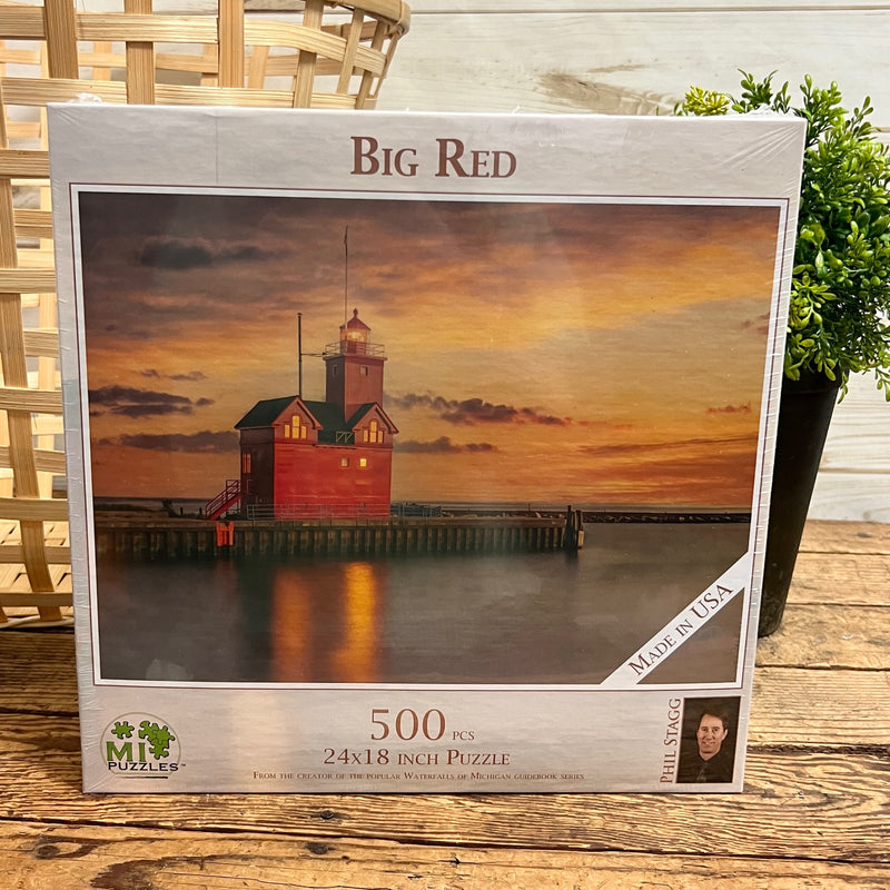 Big Red Lighthouse Sunset Puzzle
