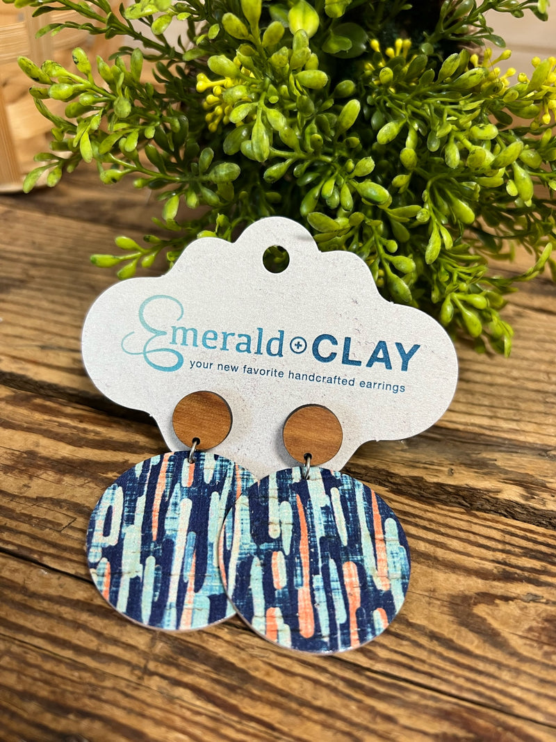 Cork Circle Earrings with Wood Posts