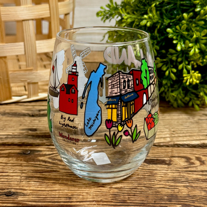 Holland Michigan Landmarks Stemless Wine Glass