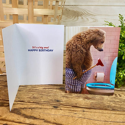 Plunger Bear Birthday Card
