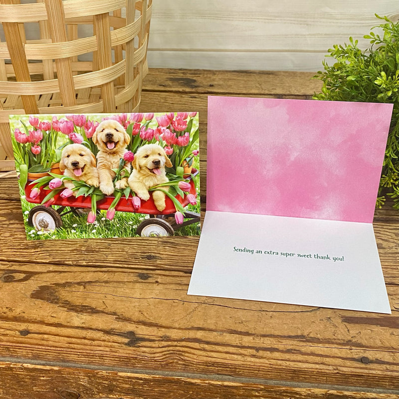 Tulips & Puppies Thank You Card