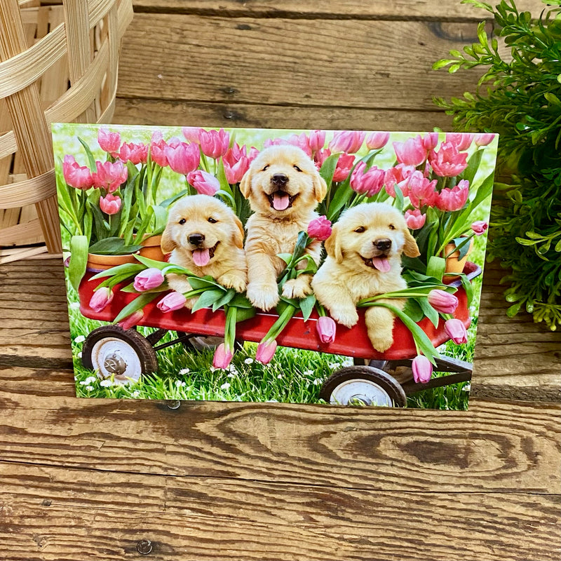Tulips & Puppies Thank You Card