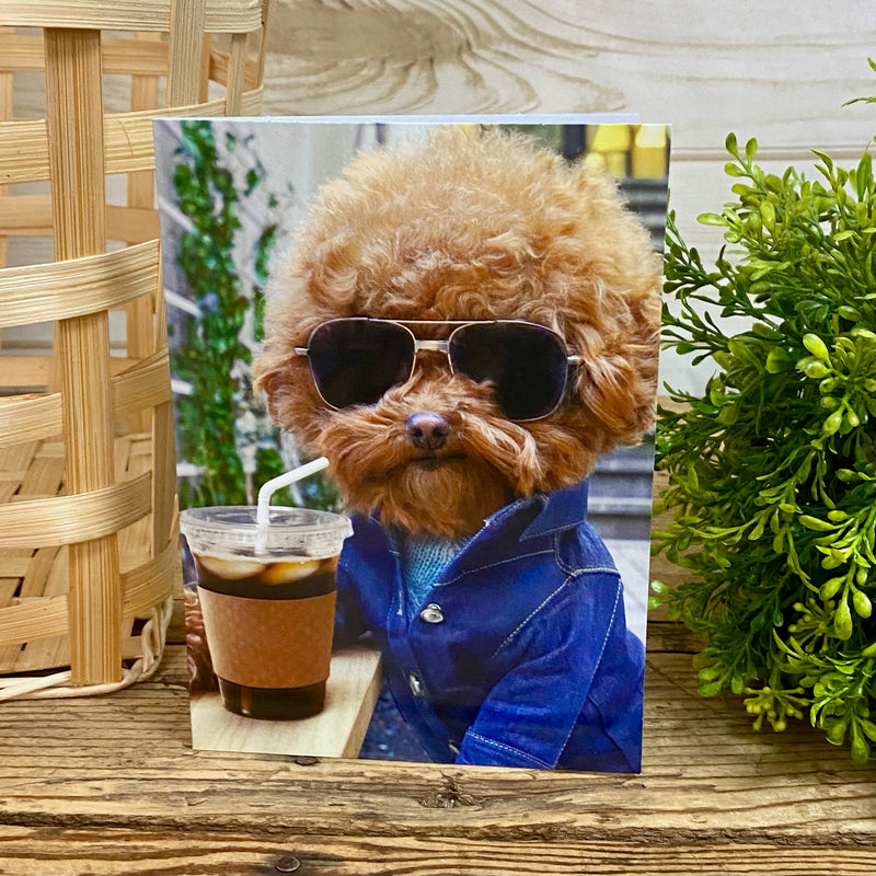 Cool Dog With Coffee Birthday Card