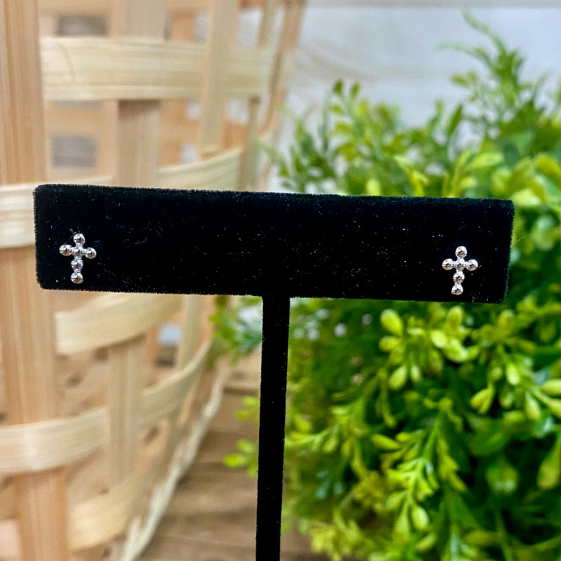 Bead Cross Sterling Silver Earrings