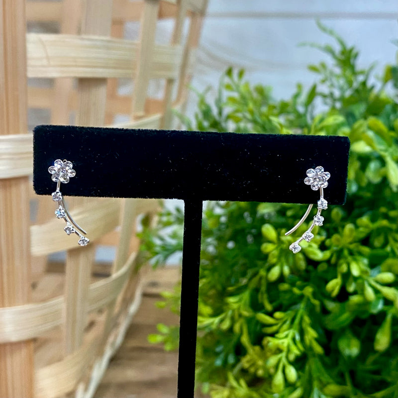 Flower Climber Sterling Silver Earrings
