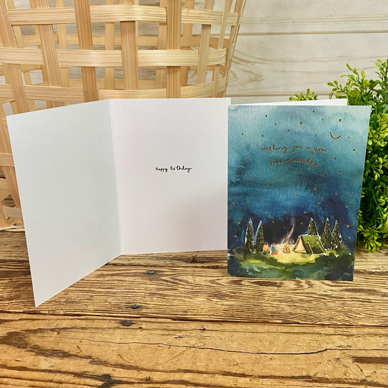 Starry Night Camping Birthday Card