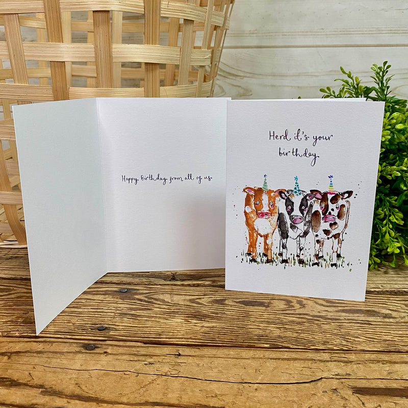 Cows Heard Birthday Card