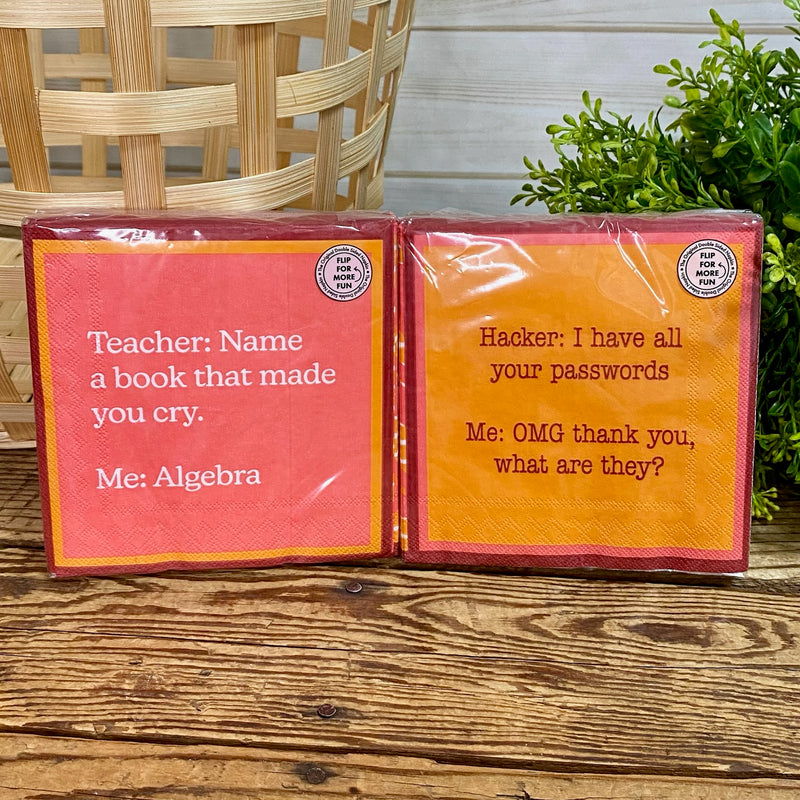 Drinks on me Double The Fun Cocktail Napkins With Funny Sayings