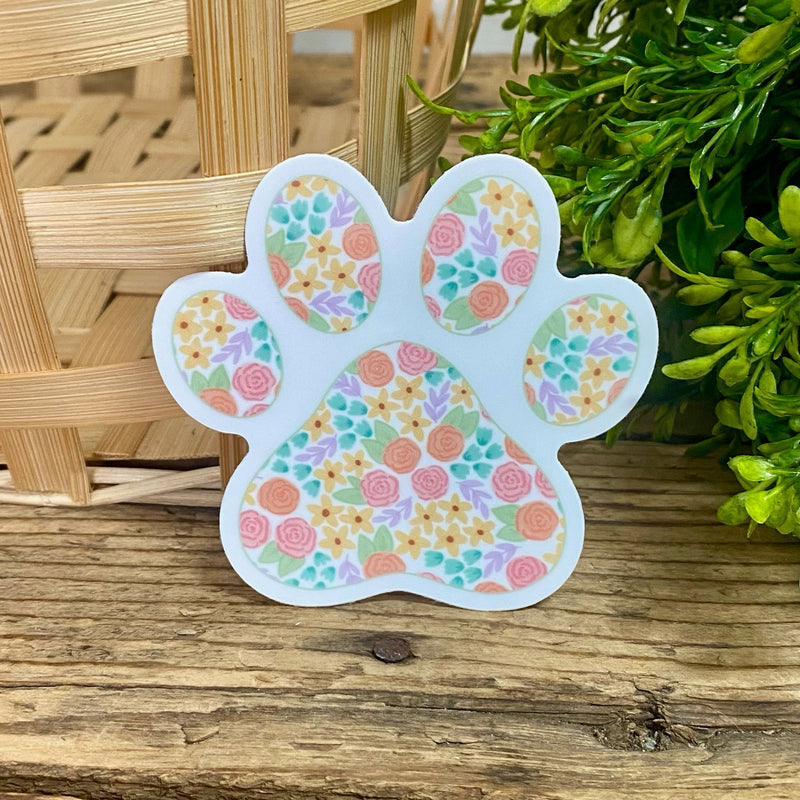 Floral Paw Print Sticker