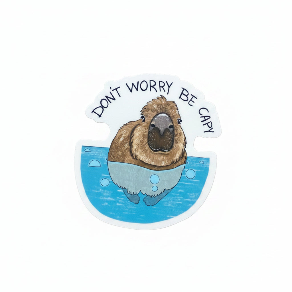 Don't Worry Be Capy Sticker – Apothecary Gift Shop