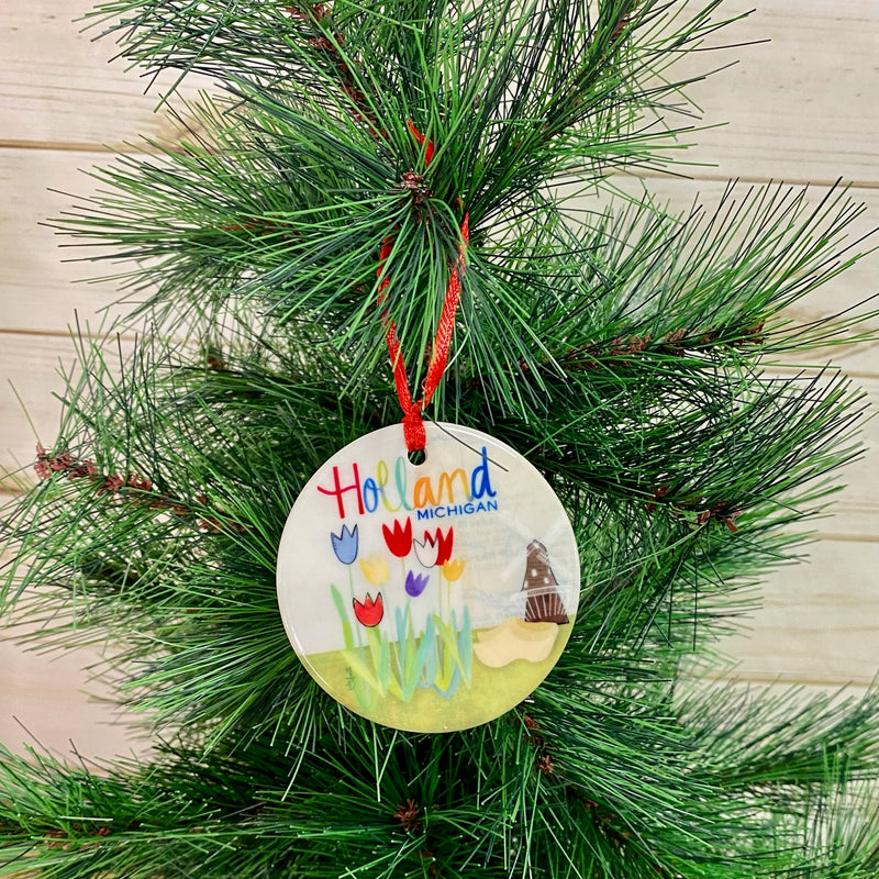 Custom Holland Tulip and Wooden Shoe Ornament