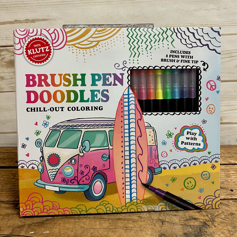 Klutz Brush Pen Doodles Reverse Coloring Book