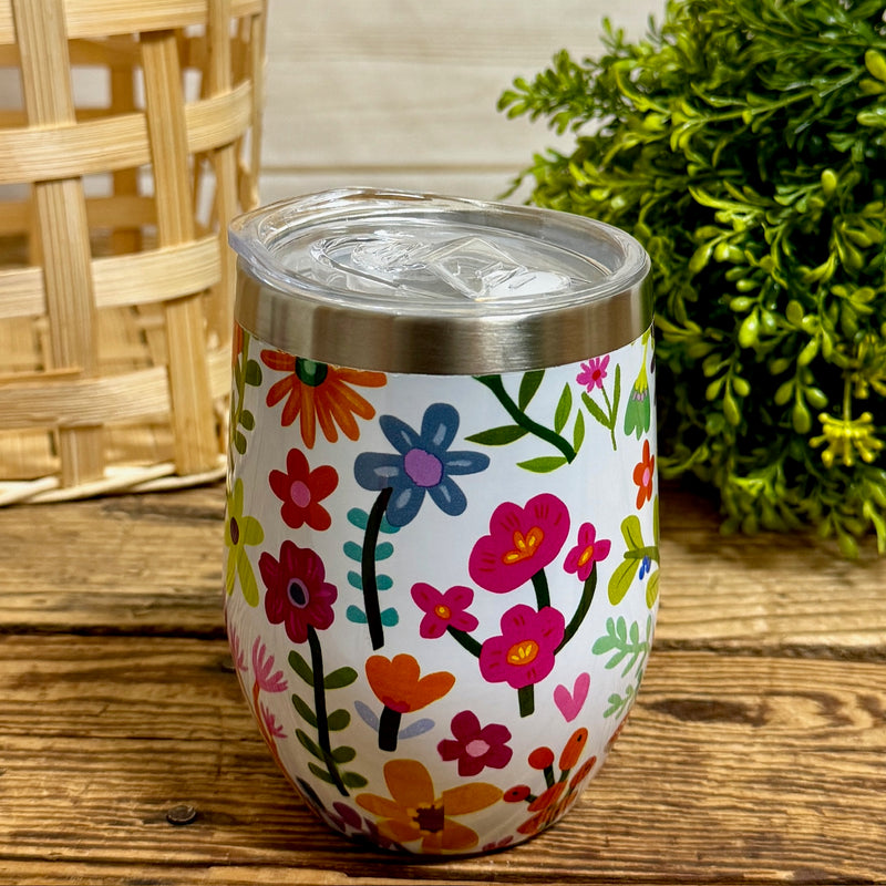 Floral Insulated Stemless Wine Tumblers