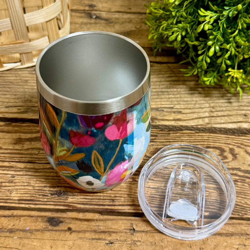 Floral Insulated Stemless Wine Tumblers