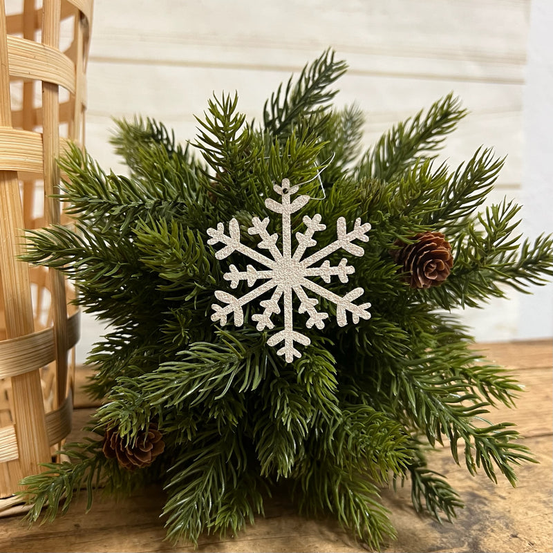 Sparkling Wooden Snowflake Ornament