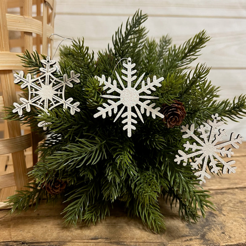 Sparkling Wooden Snowflake Ornament