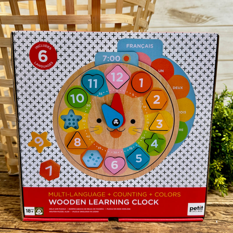 Multi-Language Wooden Learning Clock