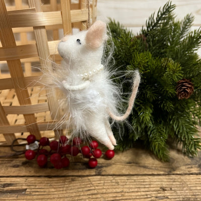 Mouse with Pearl Necklace Ornament