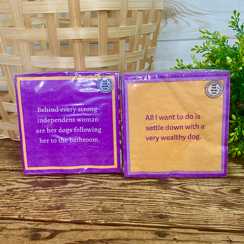Drinks on me Double The Fun Cocktail Napkins With Funny Sayings