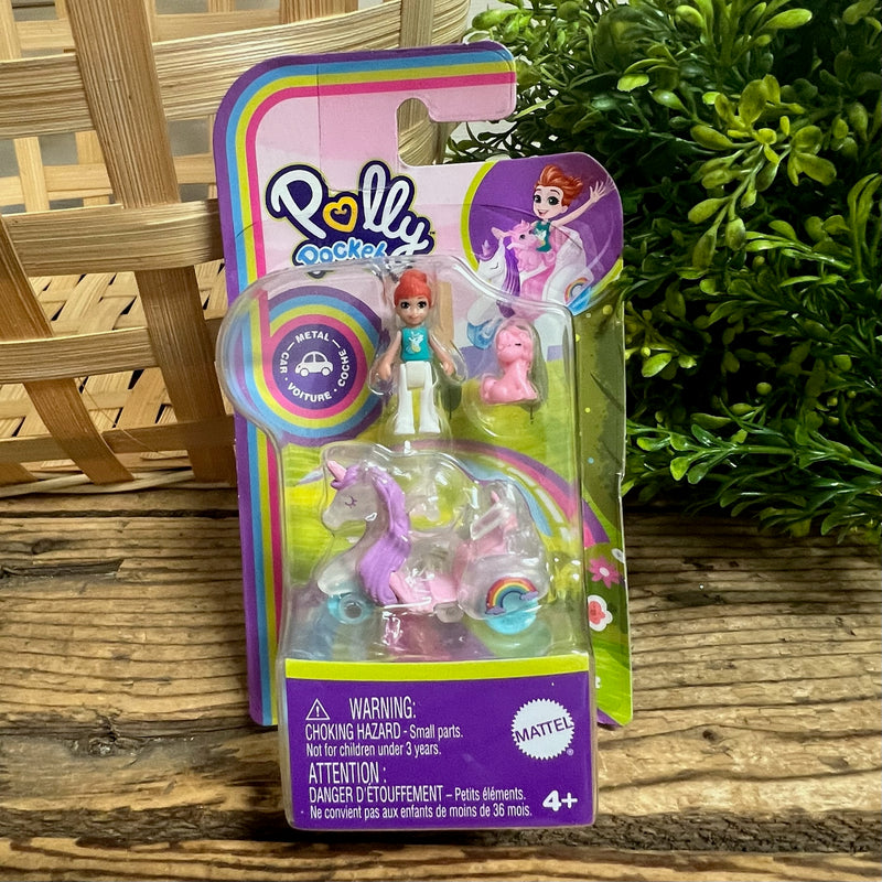 Polly Pocket Micro Doll with Die-cast Vehicle Set