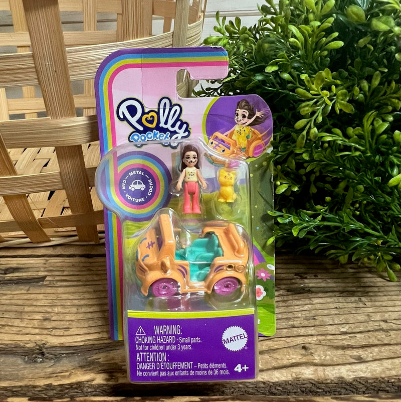 Polly Pocket Micro Doll with Die-cast Vehicle Set