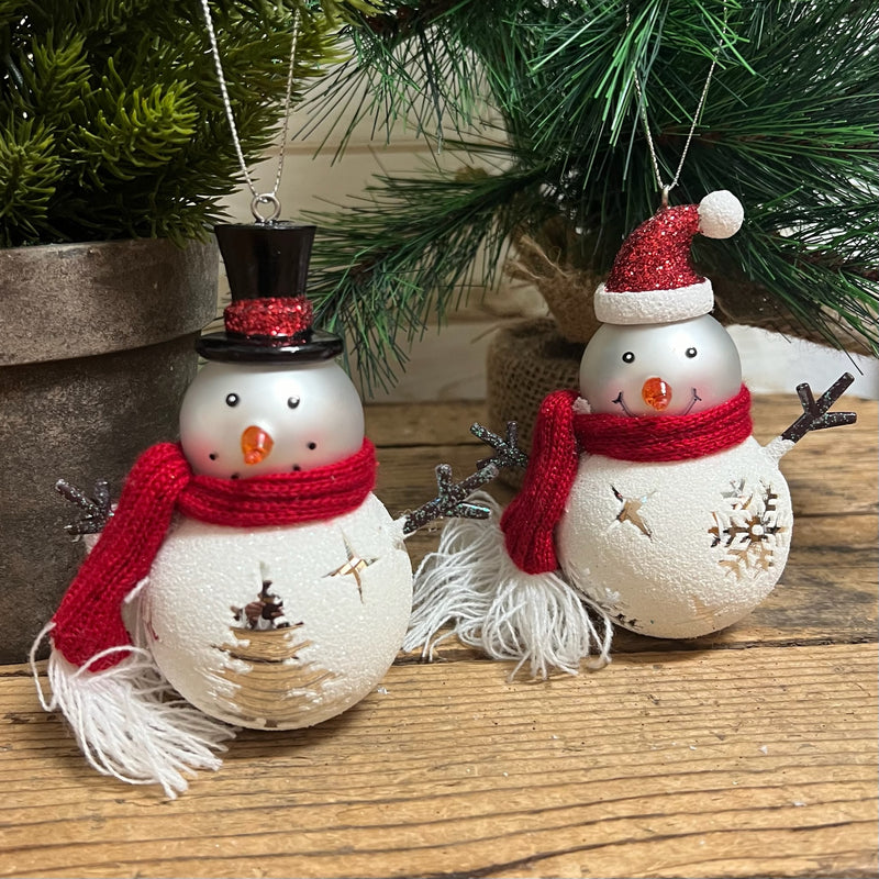 Glass Snowman Ornament