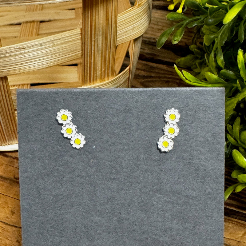 Sterling Silver Triple Daisy Earrings